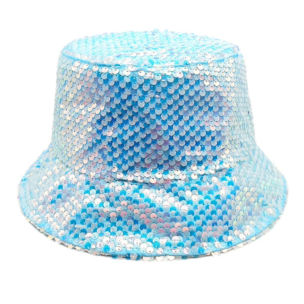 Wholesale Colorful sequin hat double-sided sun hat sun protection bucket hat